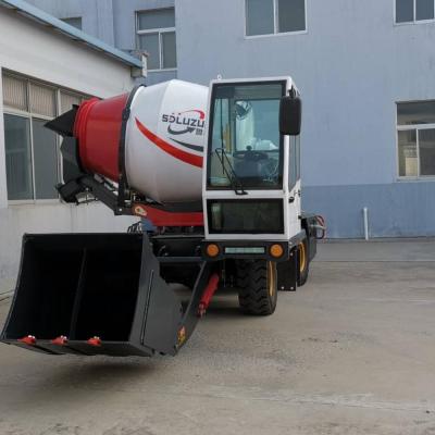 China Construction Material Shops LUZUN Brand New Design 1.8cbm Self Loading Concrete Mixer Truck With Reverse Bucket for sale