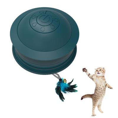 China Viable Cat Toy Interactive Ball Plastic Cat Toy With Feather Pet Roller Toy Ball for sale