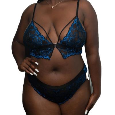 China 2021 Lace Sell Good Quality Women's Sexy Lingerie Lace Bra And Brief Set Hollow Out Lingerie Plus Size Women Lady Underwear for sale