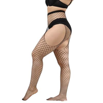 China Good Quality Style Women Spandex New Plus Size Sexy Pantyhose Hollow Out Lady Girl Fat Stockings Tight Black Temptation Fishnet Lingerie for sale