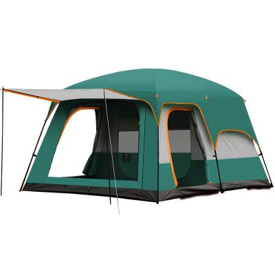 China Diagonal Tying Type Luxury Double Layer 2 Large Rooms 1 Living Room 6-10 People Family Camping Outdoor Waterproof Tent for sale