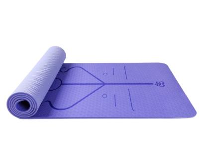 China 2021 Eco-Friendly Amazon Hot Eco-Friendly Extra Thick Double Anti Slip Color 6mm Strip Women Yoga Mat With Stance Line for sale