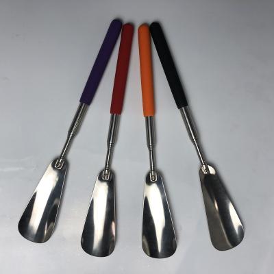 China SUS Cowhide Hole Metal Furniture Shoe Horn Small Portable Stainless Steel Short Shoe Hanging Shoe Horn for sale