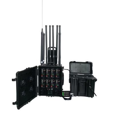 China Man Pack VHF UHF Mobile Phone Signal Jammer/WiFi /GPS L1,130W Max 5 Bands,1-2 Hours Built-in Battery for sale