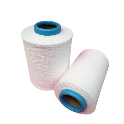 China Anti-bacteria AAA 20/6 grade polyester yarn dty raw white overlock thread yarn filament unit price per kg for sale