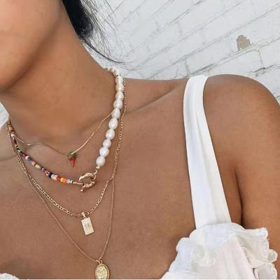 China 2022 Hot Selling Women's New Fashion Ebay Freshwater Pearl Gold Necklace Jewelry Making Choker for sale