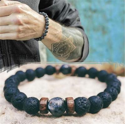 China Hot Selling Explosive Stone Beads 8mm Popular Punk 6mm Shiny Volcanic Black Iron Stone Beads Making Bracelet for sale