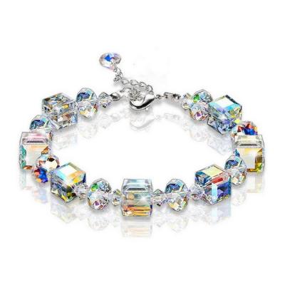 China Natural BOHEMIA Square Wholesale Multicolor Transparent Healing Bead Crystal Bracelet For Women for sale