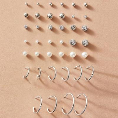 China Wholesale Bulk YUJIN 2022 FASHION NEW 20 Pairs Set Minimalist Pearl Zircon Earring Sets For Women Stud for sale