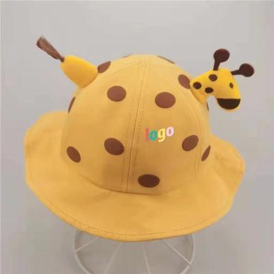 China Casual Cute Giraffe Newborn UV Protection Cartoon Bucket Hat Baby Summer Spring Children Outdoor Sun Hats 1-3 Years Logo Customized for sale