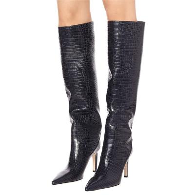 China Thermal Winter Boots Women 2021 New Fashion Thin Heel Knee High Boots Led Heel Boots Woman Shoe for sale