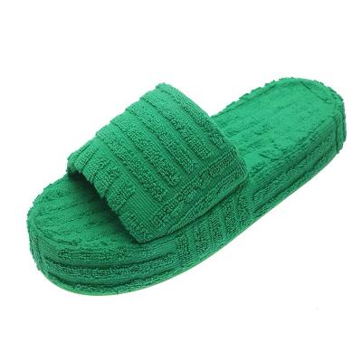 China Breathable warm slippers 2021 autumn and winter European and American embossed warm and comfortable slippers new cotton towel for sale