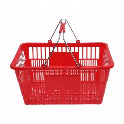 China Double Handle Supermarket Easy-Carry Mesh Storage Basket Wire For Shopping for sale