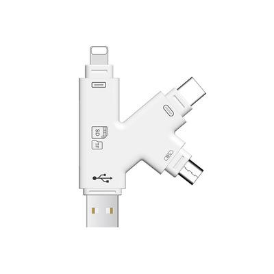 China New Design ABS 4 in 1 Type-C SD TF Card Reader Multifunctional Card Reader For iPhone/iPad/Macbook /Android Lightning Micro USB Phone for sale