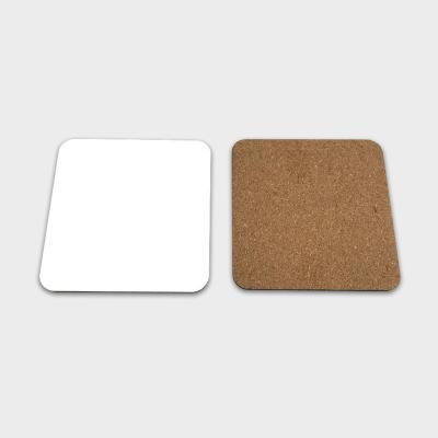 China Sustainable Customized Wooden Hardboard DIY Square Round Blank Sublimation MDF Cork Coaster for sale