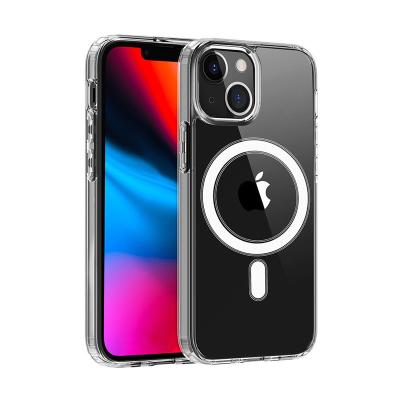 China Wholesale Hot Selling High Quality Clear Soft TPU Shockproof 1.5MM Acrylic 2 IN 1 Shockproof Magnetic Phone Case For Iphone 13 pro max for sale