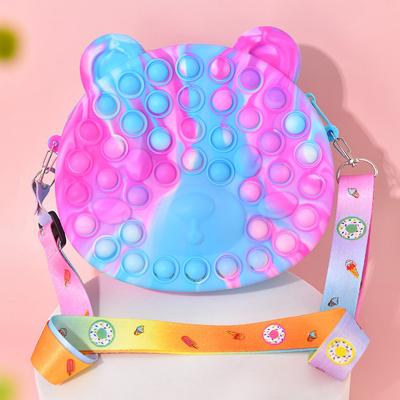 China 2021 New Cute Silicone Push Up Bubble Coin Purse Stress Reliever Snap Cute Cross - Body Shoulder Restless Person Bag for sale