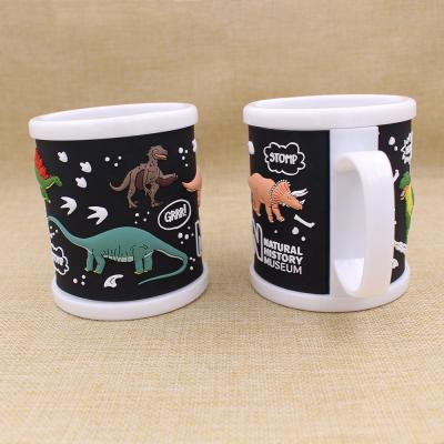 China High Quality Cartoon Tall Mugs Cheap Plastic Tea Cups With PVC Dinosaur Logo for sale