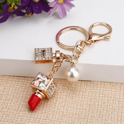 China Korean creative handbags car lipstick pendant rhinestone pendant key chain accessories rhinestone key chain accessories for sale