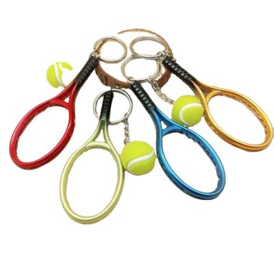 China Tennis Key Chain Simulation Tennis Racket Sports Activities Gift for sale