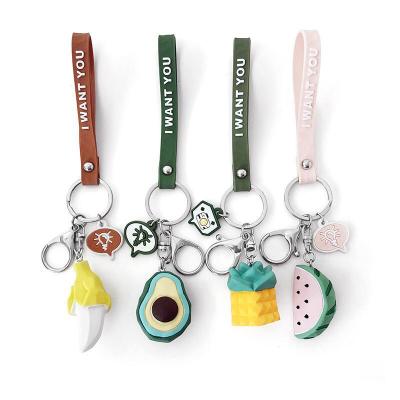 China New Creative Fruit Avocado Watermelon Banana Watermelon Key Chain Small Student Bag Pendant Gift for sale