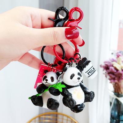 China Panda Keyring 2019 New Year 3D Cartoon Cute Animal Panda Logo Design Key Chain Keyring Wholesale Cute Gift for sale