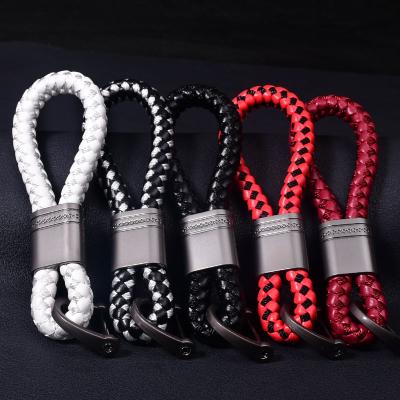 China Hot Selling Braided Rope PU Key Chain Business Gift Braided Rope Key Chain PU Leather Key Chain Keychain for sale