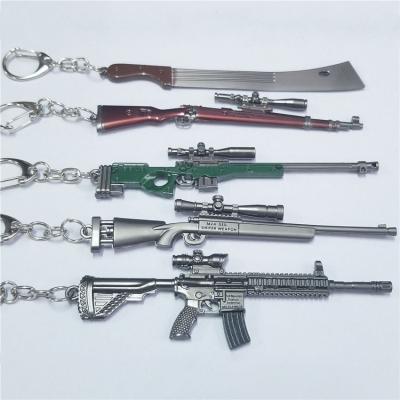 China Metal Eat Chicken Key Chain AWM AKM98K Gun Weapon Style Pendant Key Chain for sale