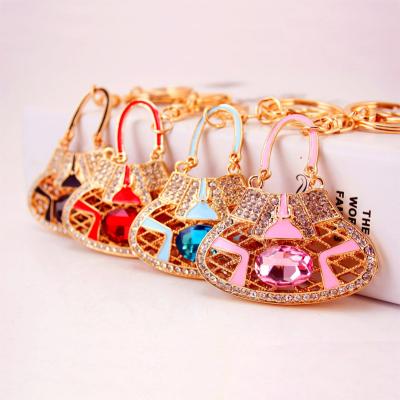 China Perfume Bottle Key Chain Fancy&Fantasy Purse Handbag Key Chain Cute Rhinestone Crystal Mini Handbag Key Female Charm Chain for sale