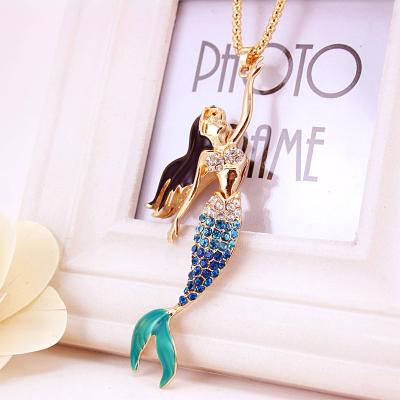 China Mermaid Charm Necklace Mermaid Charm Necklace The Little Mermaid Princess Necklace Pendant Mermaid Tail for sale