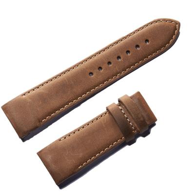 China Genuine Leather Tiger Reef Watch Strap 23mm Width Brown Black Leather Strap Watch Band For Men RGA703 for sale