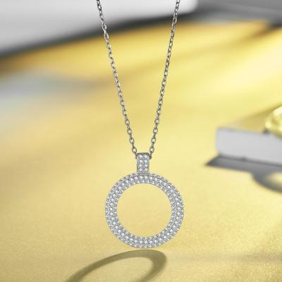 China New FASHIONABLE Simple Chain Necklace For Women 925 Silver Round Shape Crystal Pendant Link Chain Perfectly Jewelry Charms Gift for sale