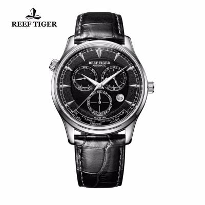 China High Quality Automatic Date/Right Reef Tiger Watches For Men With Date Day Black Genuine Leather Watch Strap Rose Gold Automatic Watches for sale