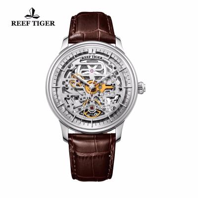 China Water Resistant Reef Tiger /Popular Sport Watches Men Noble Dress Watches Exquisite Men Watch Automatic Wristwatch Leather Strap RGA1975 for sale