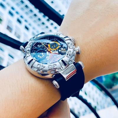 China Skeleton Reef Date Tiger New Design Top Brand Automatic Stainless Watches Men's Sport Watches Rubber Strap Luxury Large Transparent Watch RGA3059-S for sale