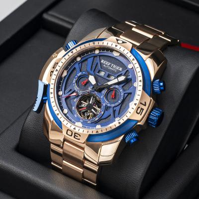 China Automatic Reef Tiger Sport Watch Complicated Date Dial With Month Year Perpetual Calendar Strap Watches RGA3532 for sale