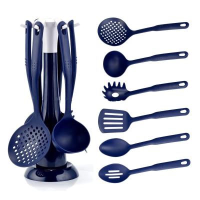 China Sustainable Cooking Utensils Set 7 Pieces Nylon Tools for Nonstick Cookware Blue for sale