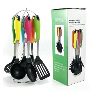 China Sustainable Rotating Stand Kitchen Gadgets Nylon Kitchen Utensils Set with Performance for sale