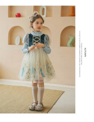 China Anti-wrinkle Princess Sweater and Lace Long Sleeve Dress Kids Dress Luxury Girls Dresses for sale