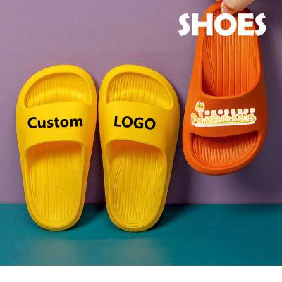 China Custom Printed Deodorization Slide Sandal Emboss Printing Make Your Own Logo Children Slipper for sale