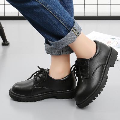 China Brand Waterproof Custom Kids Size Black Student Big School Shoes Leather Stylish Shoes For Kids Boys for sale