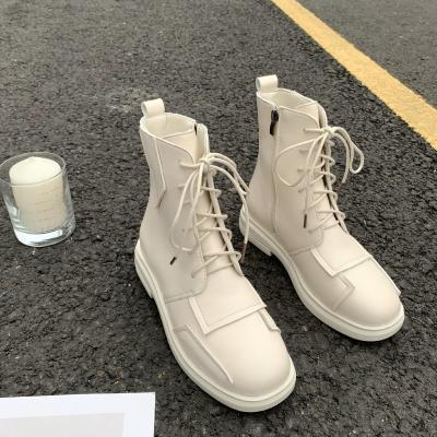 China Deodorization 2020 New Design Fashion Boots With Pocket Lace Up Popular Mid Calf Female Shoes Women Boots for sale