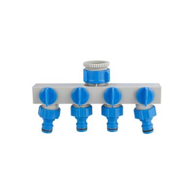 China Plastic Garden Hose Fittings 4 Way Water Faucet Adapter Hose Line Splitter for sale