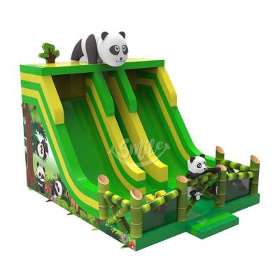 China Ues Indoor Outdoor Commercial Panda Bamboo House Dual Lane Inflatable Slide For Rental Adults Or Kids Home For Sale for sale