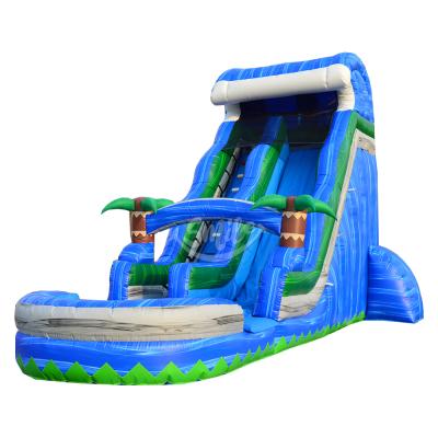 China Cheap Commercial Blue Waterslide Hot Sale Ues Water Slide Large Tropical Inflatable Water Slide Rental Or Crash Home For Sale for sale