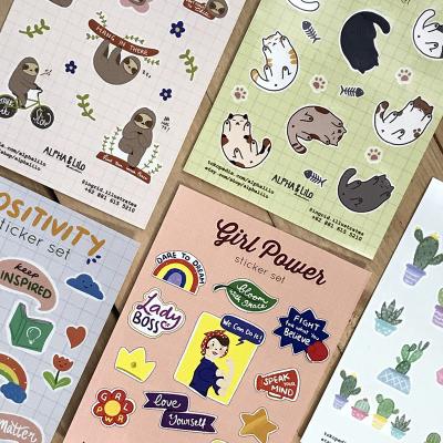 China Waterproof Wholesale Self Adhesive Paper Kiss Cut Stickers Promotional Waterproof Custom Cute Cartoon Sticker Sheet for sale