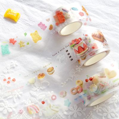 China Decorative Custom Clear Cute Transparent Cute Stickers DIY Sticker Diary Planner Label Paper Punched Tape Set for sale