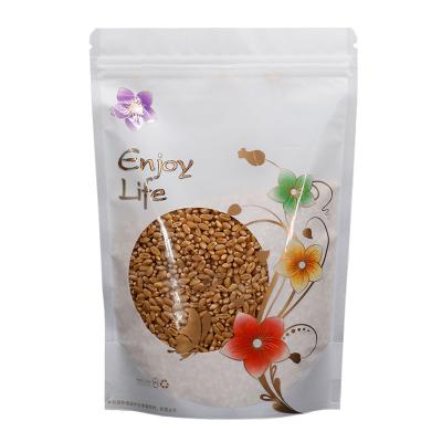 China Moisture-proof green material food bag A white printed stand up bag can be self-sealing for sale