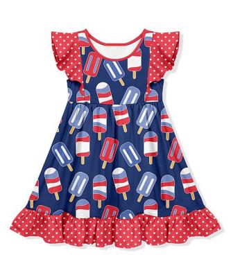 China Anti-static 4th July Independence Day girl dress kint cotton children's clothing toddler boutique clothing for sale