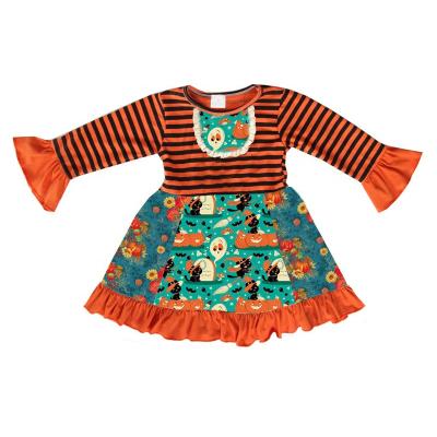 China Plus size ready to ship newest boutique baby girl dress fall fashion clothes pumpkin painting girl long sleeve dress OEM/ODM for sale